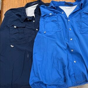 Columbia Men's Casual Button-Down Shirts - Navy & Royal Blue